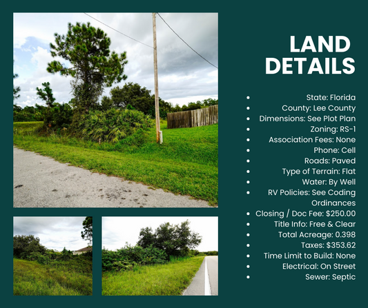¡Increíble lote de esquina de 0,398 acres disponible para la venta en Lehigh Acres, Florida!