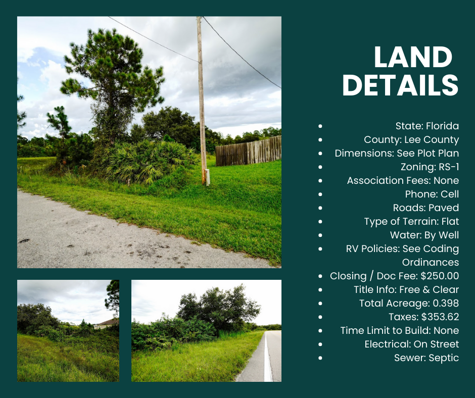 Amazing 0.398 Acre Corner Lot Available for Sale in Lehigh Acres, Florida!