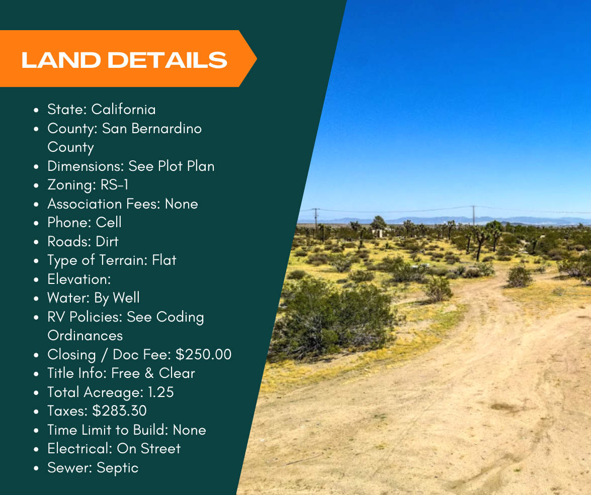 1.25-acre Land for Sale in Yucca Valley, CA!