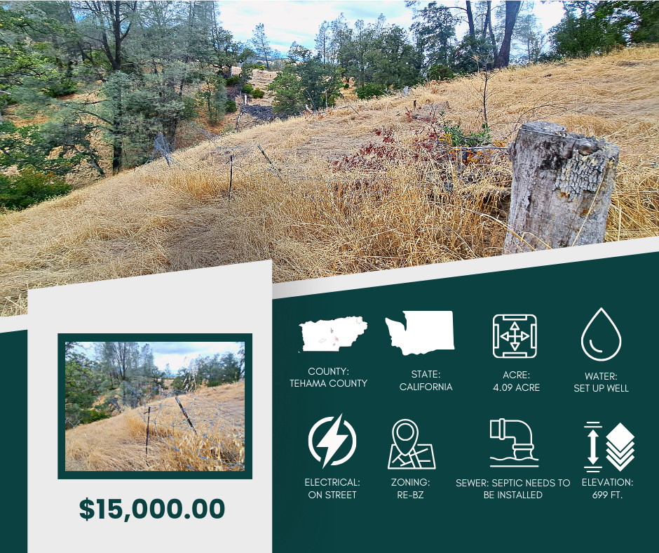 4.09 Acres Land For Sale in Tehama County