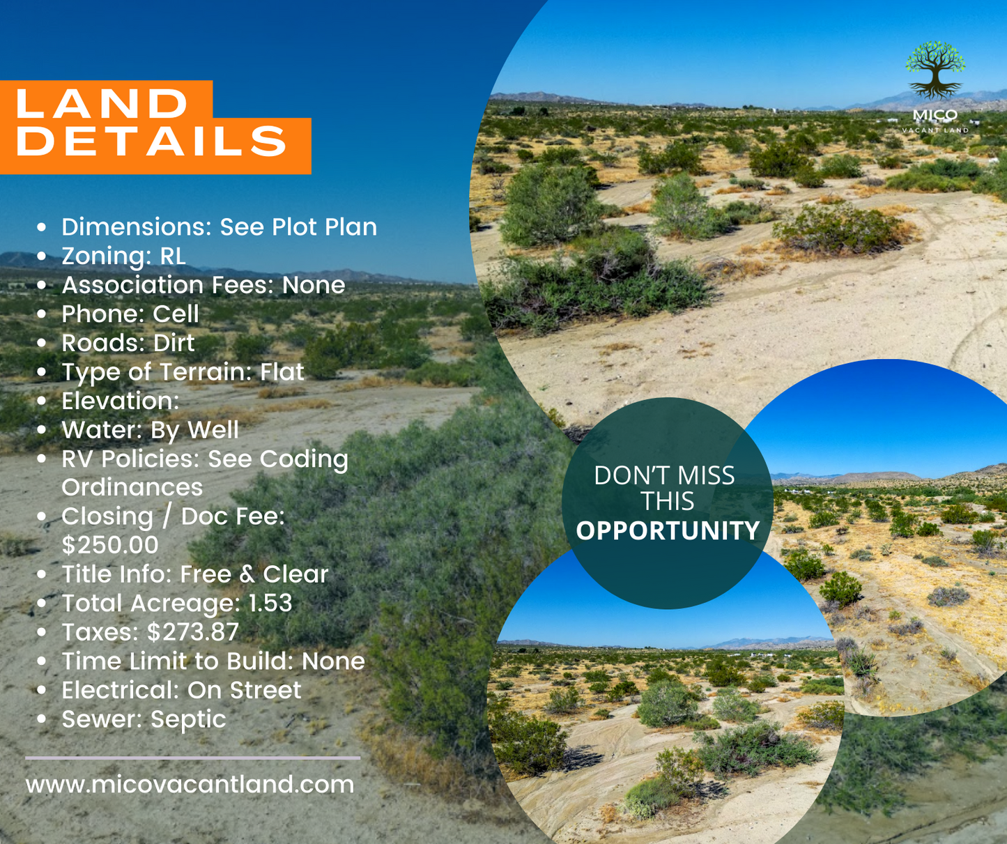 Incredible 1.53-acre Vacant Land in Joshua Tree, CA for Sale!