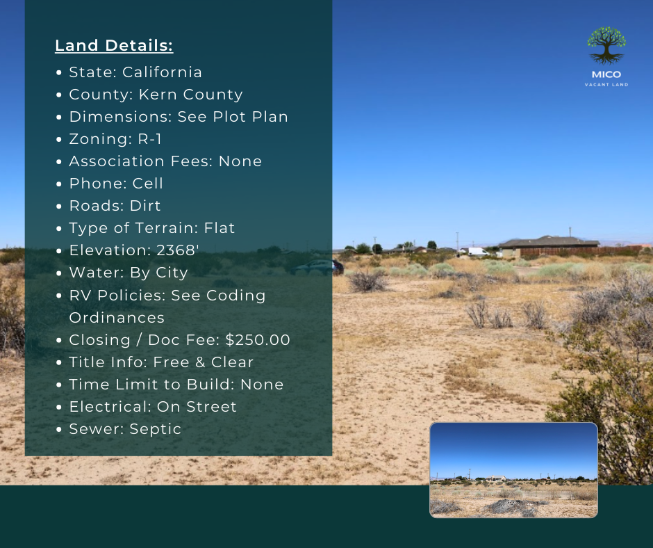 Your Dream Home Starts Here! Discover the Vacant Residential Land in Kern County, CA!